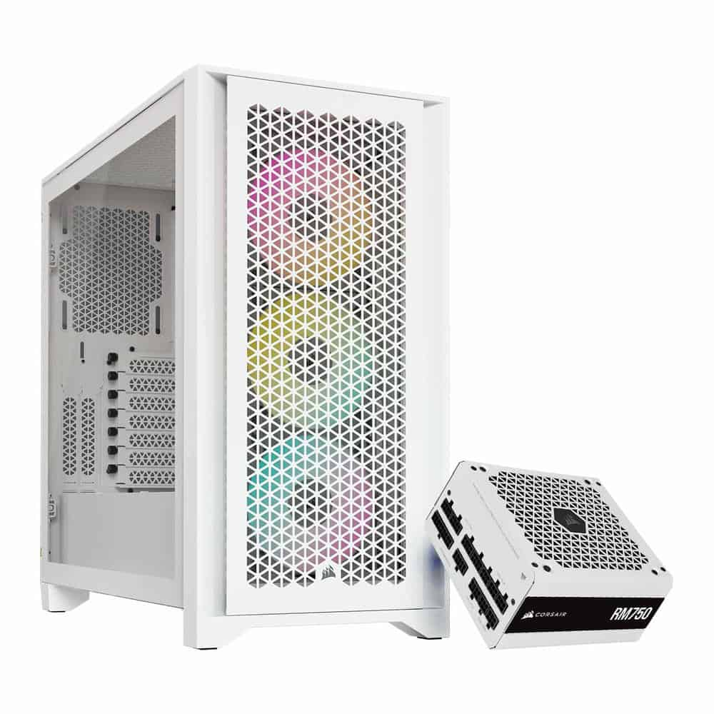 Corsair 4000D RGB Airflow White Chassis + Corsair RM750 White PSU Bundle